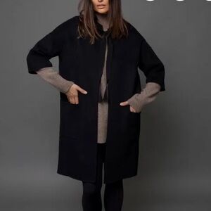 Jarbo Monroe Double Face Button Front Pocket Over Coat in Black Size 1 (L 12-14)